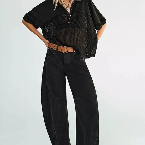 We The Free Good Luck Mid Rise Barrel Jeans - Picture 1 of 6